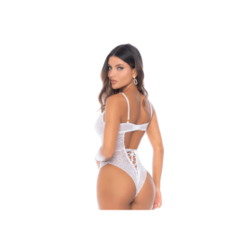 Body blanc avec jarretelles intégrées 